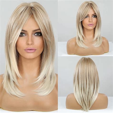 blonde wig with bangs amazon|blonde synthetic wigs with bangs.